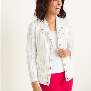 CHICO’S STRIPED GROMMET-DETAIL JACKET